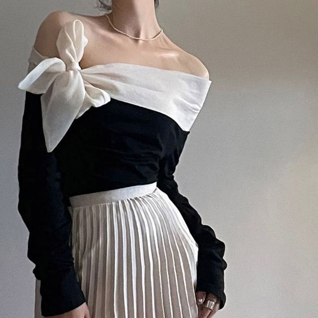 One Shoulder Bow Blouse main image 0