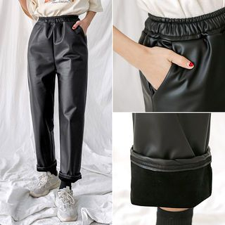 faux leather baggy pants