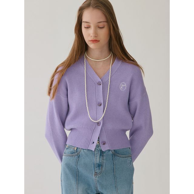 rolarola-V-Neck Logo-Embroidered Cardigan-One Size