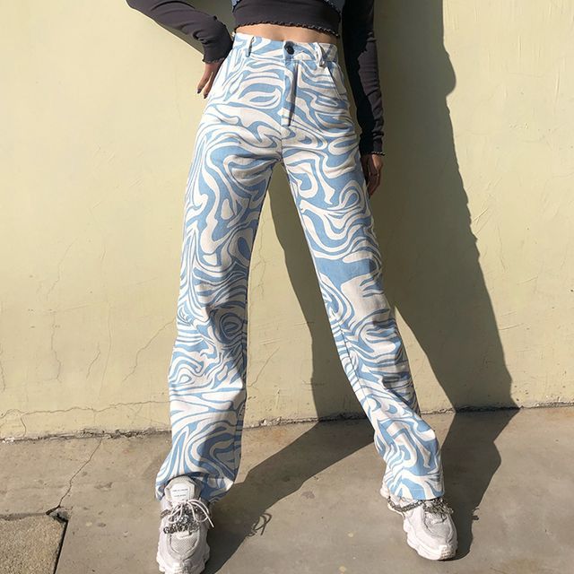 zonlicht onwetendheid maniac Sugar Village - High-Waist Zebra Print Straight-Leg Jeans | YesStyle