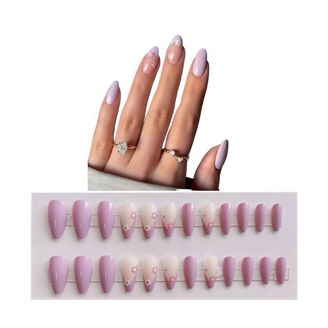 Candyvina-Floral Faux Nail Tips