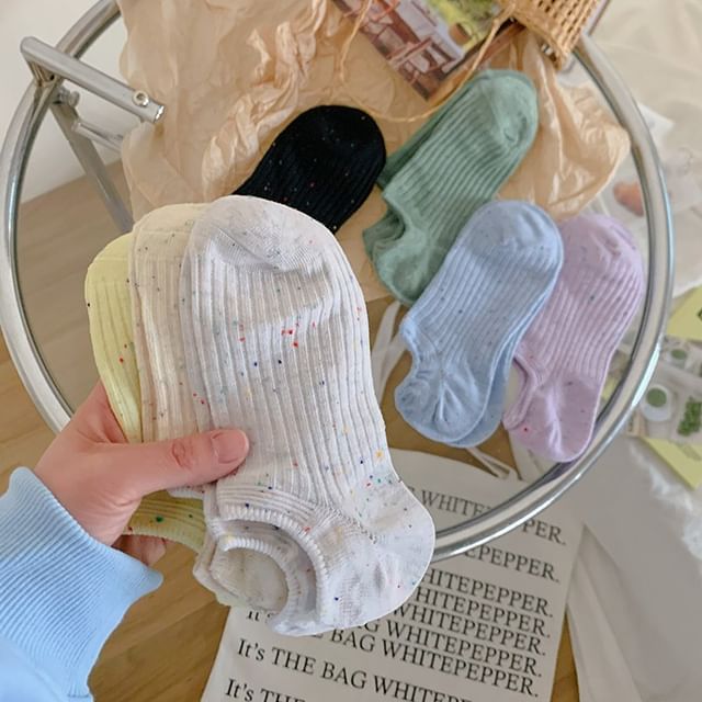 Mimiyu-Ribbed No Show Socks Set