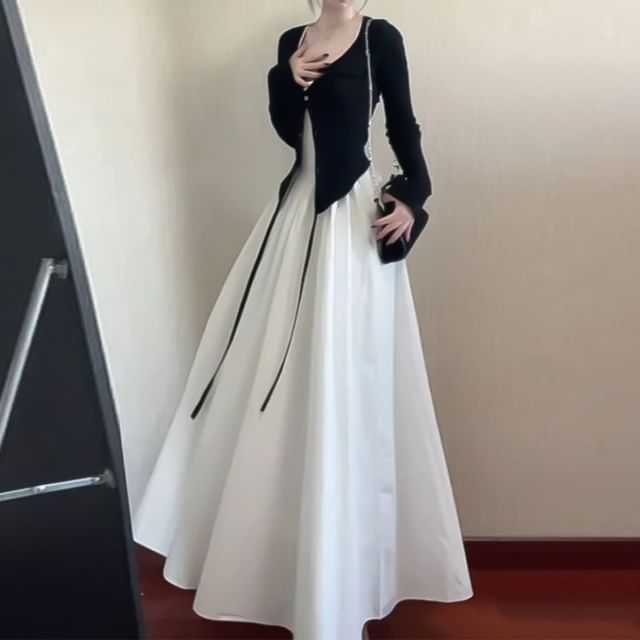 evanesce-Spaghetti Strap Plain Maxi A-Line Dress