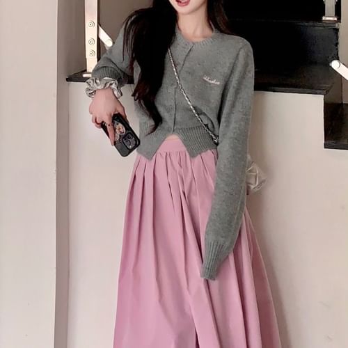 High waisted 2025 skirt long cardigan