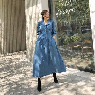 denim shirtwaist dress