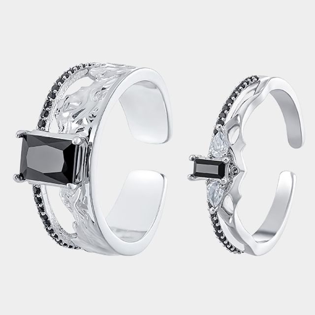 BABLIBU-Rhinestone Cutout Alloy Open Ring Various Designs