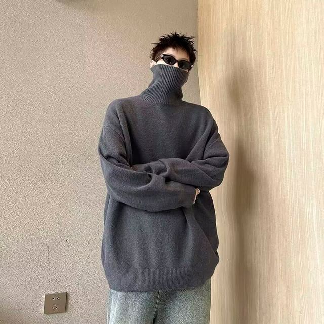 Kimeya-Long-Sleeve Turtleneck Plain Sweater