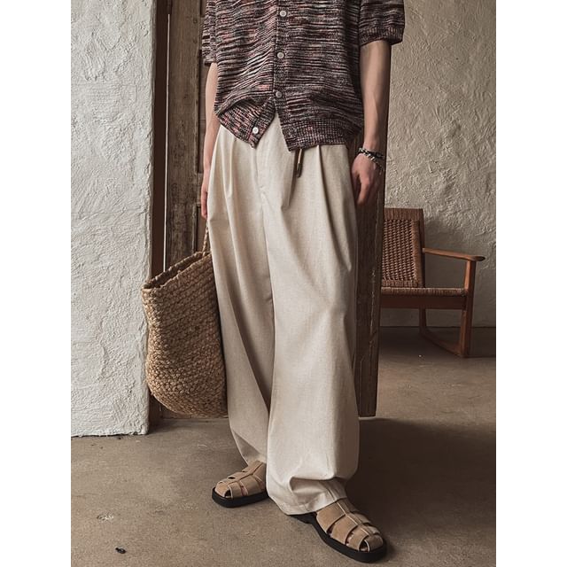 MRCYC-Linen Pleated Straight-Cut Loose Pants