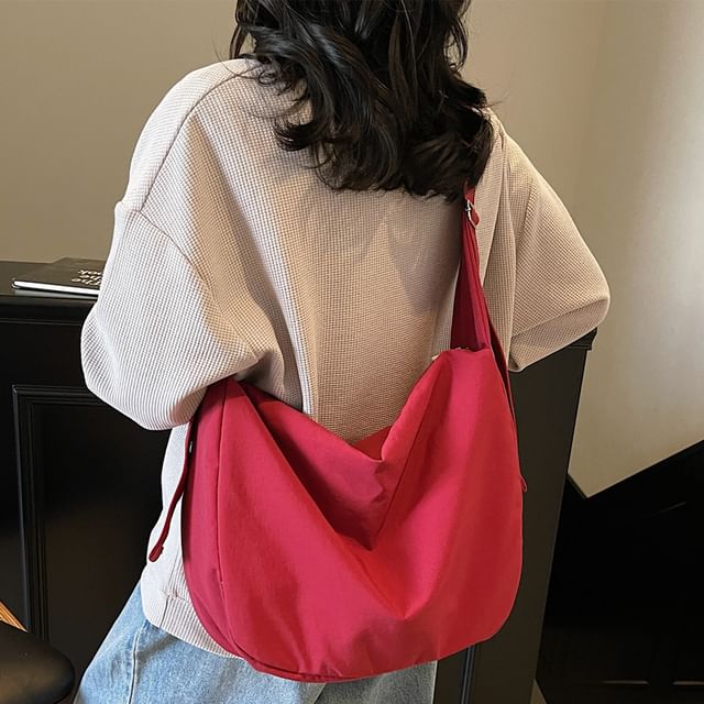 Melois-Plain Fabric Shoulder Bag