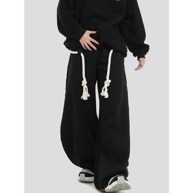 Banash-Mid Rise Plain Wide Leg Pants
