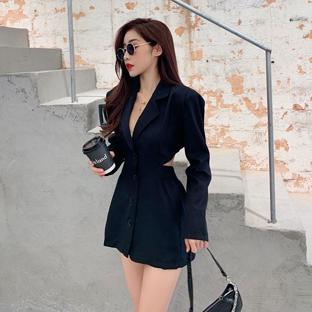 Manicotto - Cut-Out Mini A-Line Blazer Dress | YesStyle