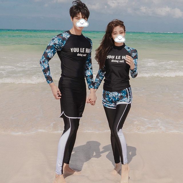 Unisex Long Sleeves Swimwear Surf Rash Guard Pants Swimsuits Set Men Women  Swimming Suit Black Snorkeling Diving Surfing Wetsuit Leggings Trunks (Top+ Pants) | Wish