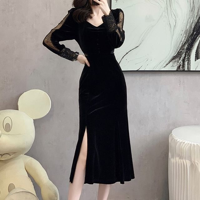 black dress with studs Black Velvet Mock Neck Long Sleeve Mini Dress – Pink House Boutique