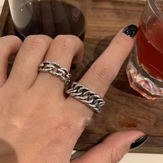 Hansha-925 Sterling Silver Chained Open Ring
