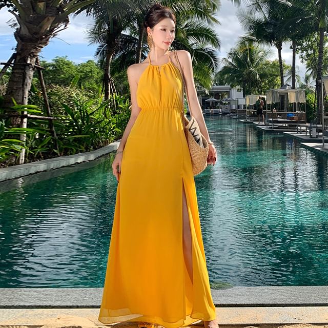 bcbg max azria halter dress BCBGMAXAZRIA Selene Halter Neck Ruched Dress – Runway Catalog