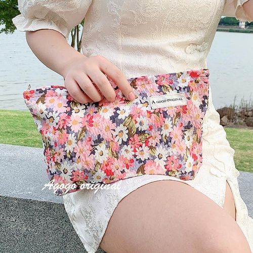 Lovemiror - Floral Print Fabric Makeup Bag