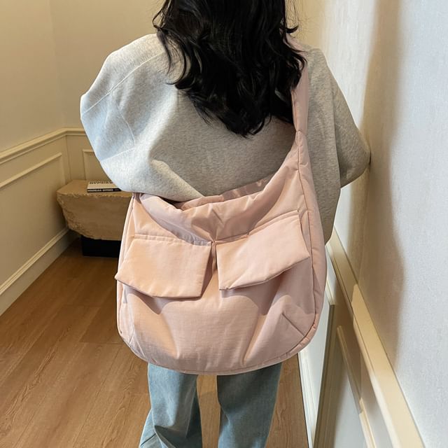 HOVERUP-Plain Flap Zip Messenger Bag