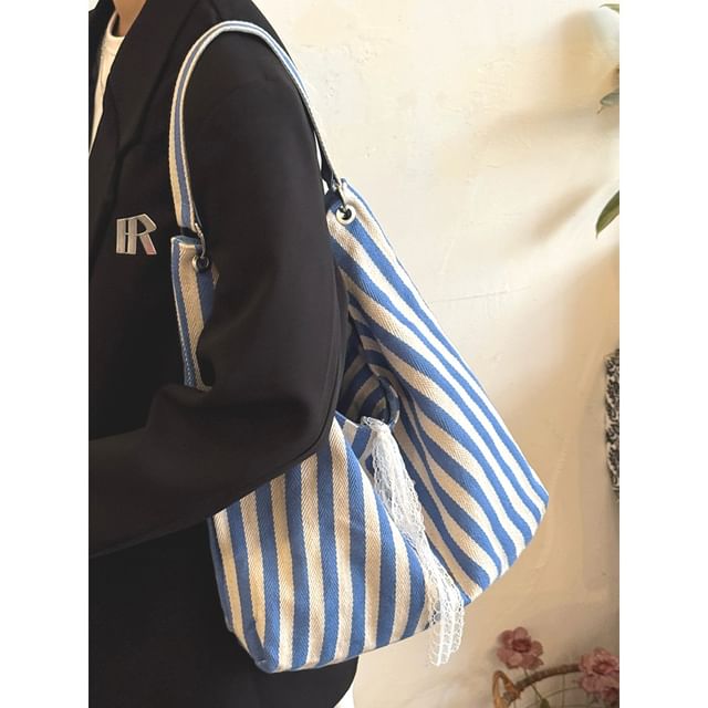 Bolso-Striped Canvas Tote Bag