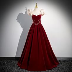 Off-Shoulder Plain A-Line Evening Gown