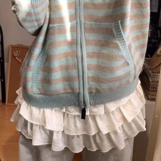 Essere-Plain Tiered Mini Skirt