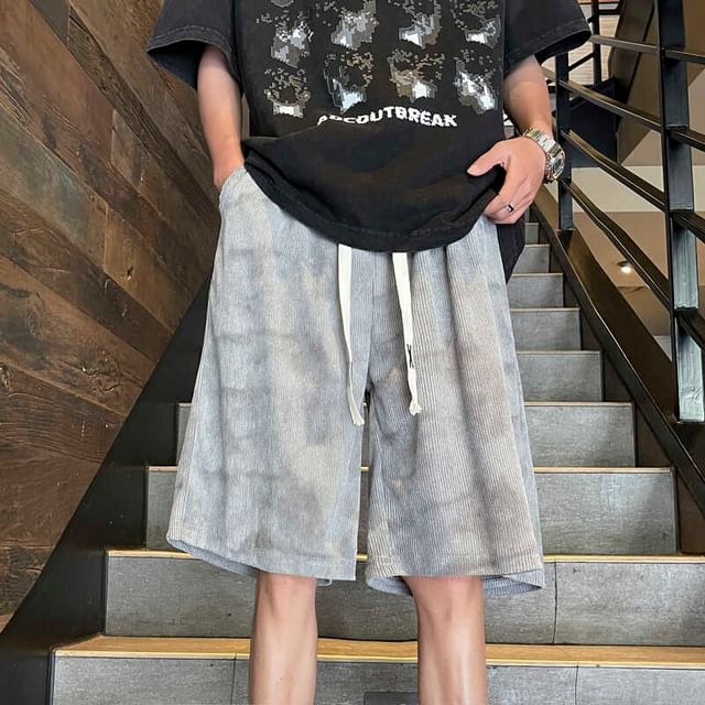 Antaeus-Drawstring Waist Tie Dye Shorts