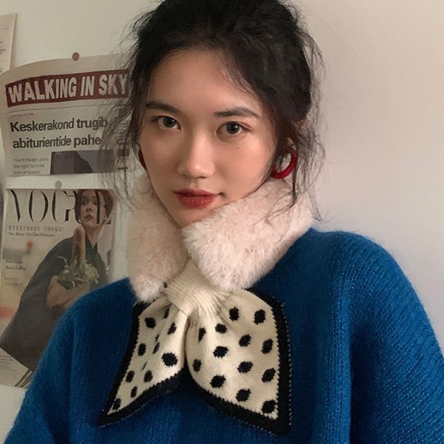 polka dot fur shawl