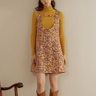 Sincethen-Floral Print Mini A-Line Overall Dress