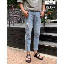 GERIO - Distressed Straight-Cut Jeans GERIO - Distressed Straight-Cut Jeans
