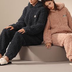 Sweetzer - Couple Matching Pajama Set: Hooded Top + Pants (Various Designs)