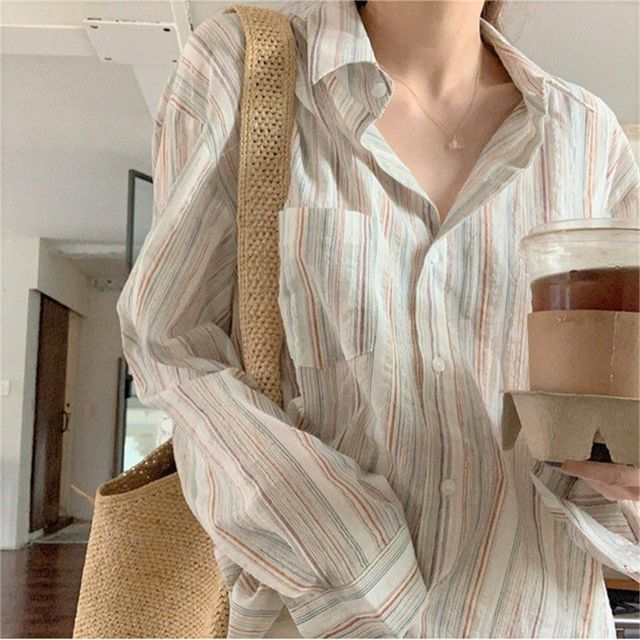 Inchioh-Collared Striped Shirt