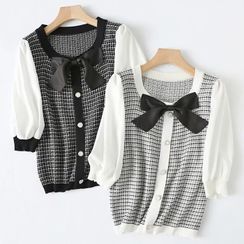 Nycto - Short-Sleeve Bow Knit Top