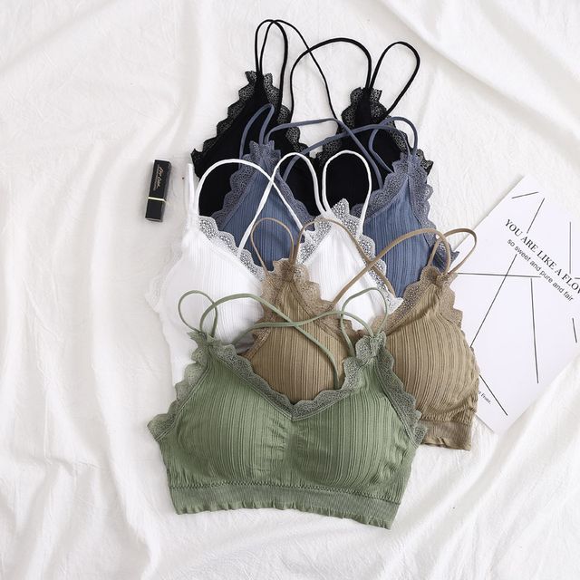 camikiss-Lace Trim Wireless Bra
