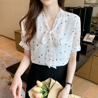 ounce Floral Ribbon blouse 韓国 Amazon.com: Women Bow Lace Chiffon Floral Blouse Office All