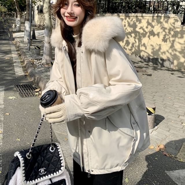 Tzarkozy-Faux Fur Zip-Up Padded Jacket