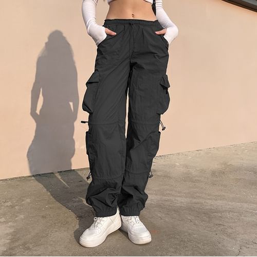Sosana - Pantalones cargo con cordón de cintura baja