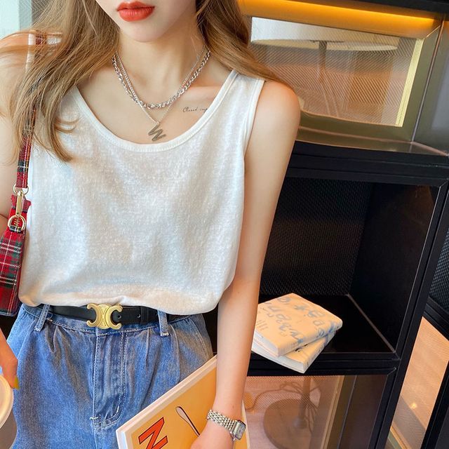 Gwendolyn-Plain Tank Top Camisole Top Set