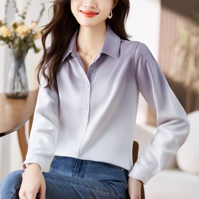 Dragan Pulse-Long-Sleeve Gradient Button-Up Shirt