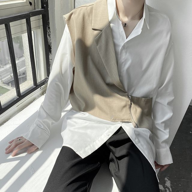 mock button down shirt