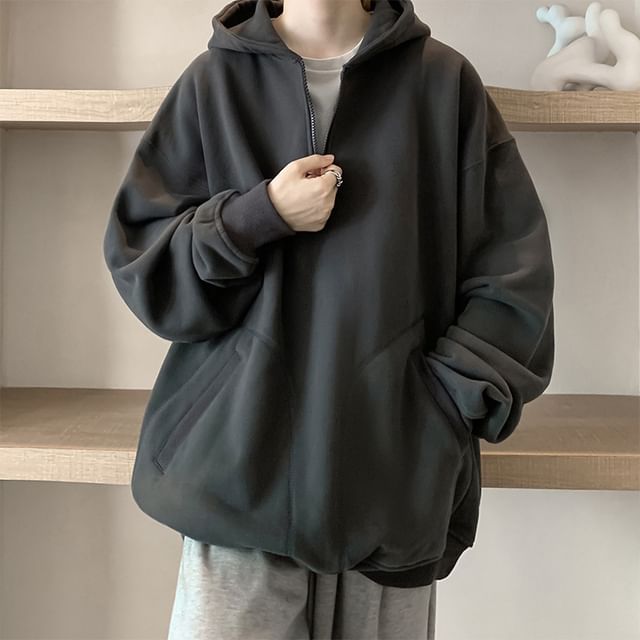 Wescosso-Half Zip Plain Hoodie