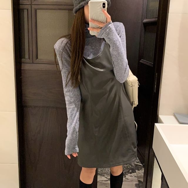 Plain Pinafore Dress For Girls Girls Supply Scoop Neck Faux