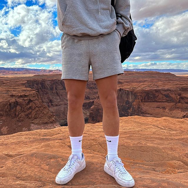 Okwano-Plain Straight Leg Sweat Shorts