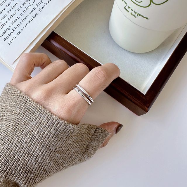 Forainer-Layered Sterling Silver Open Ring
