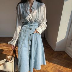 DABAGIRL - Flared Denim Suspender Dress DABAGIRL - Flared Denim Suspender Dress