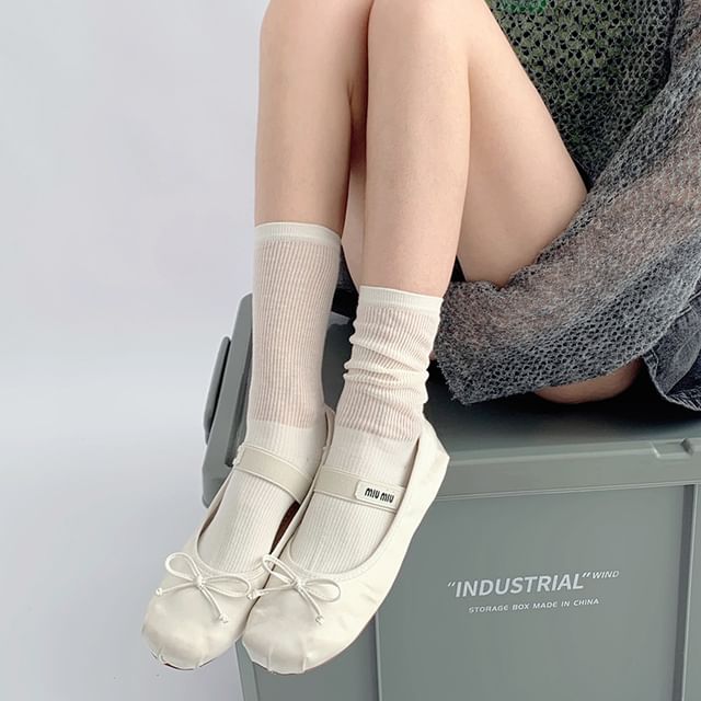 Whychunga-Plain Sheer Panel Socks