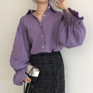 Glotto-Flared-Cuff Balloon-Sleeve Shirt