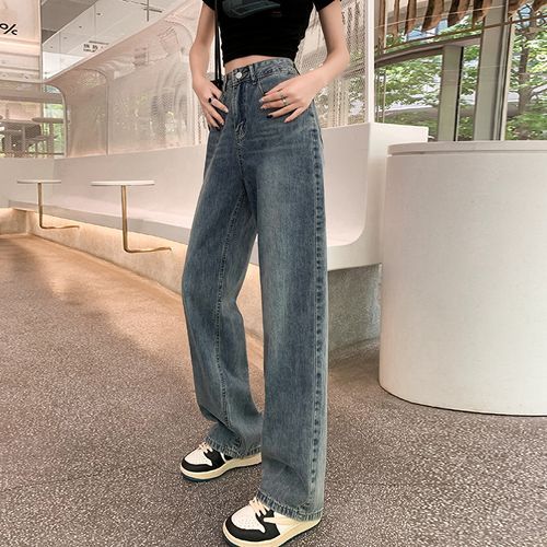 High Waist Washed Wide Leg Jeans (Various Designs)