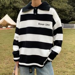 Downtown - Striped Knit Polo Shirt Downtown - Striped Knit Polo Shirt