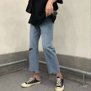 Dear Yours - Distressed Wide Leg Jeans 