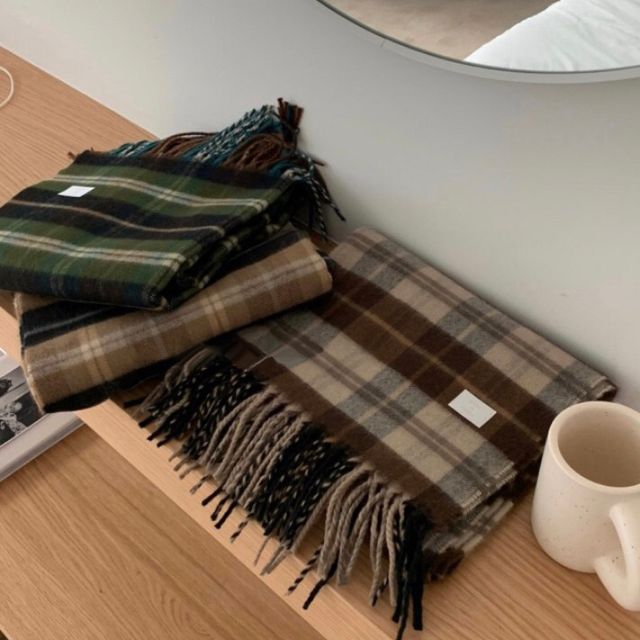 Glotto-Fringed Plaid Scarf