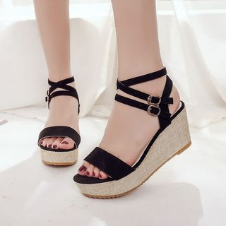 ankle strap platform wedges